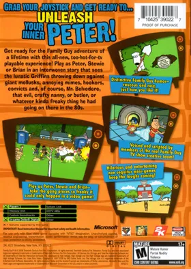 Family Guy Video Game (USA) box cover back